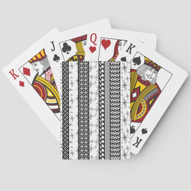 Jeu De Cartes Motif Rétro Noir et Blanc Rayures 1 (dos)