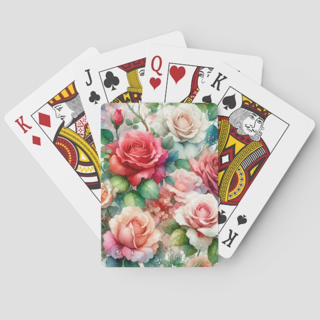Jeu De Cartes Motif Rose Fantaisiste (dos)