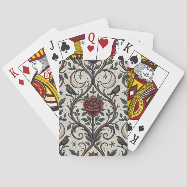 Jeu De Cartes Motif Rose Gothique Foncé (1) (dos)