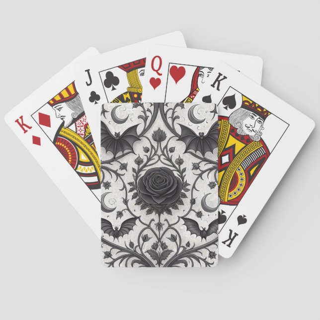 Jeu De Cartes Motif Rose Gothique Foncé (3) (dos)