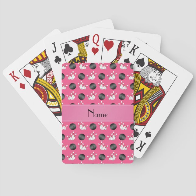 Jeu De Cartes Motif rose nommé personnalisé de bowling (dos)