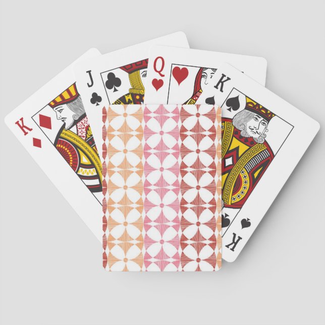 Jeu De Cartes Motif rouge géométrique de rayures d'ikat (dos)