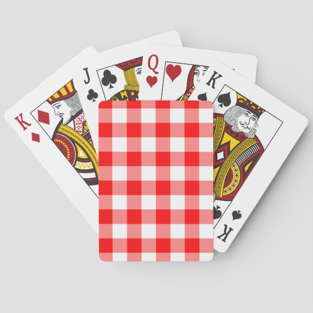 Jeu De Cartes Motif rouge vif et blanc En vichy (dos)