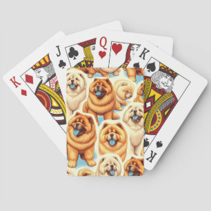 Jeu De Cartes Motif sans couture de Chow-Chow Retro