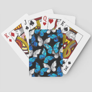 Jeu De Cartes Motif sans couture sombre avec papillons bleus Mor