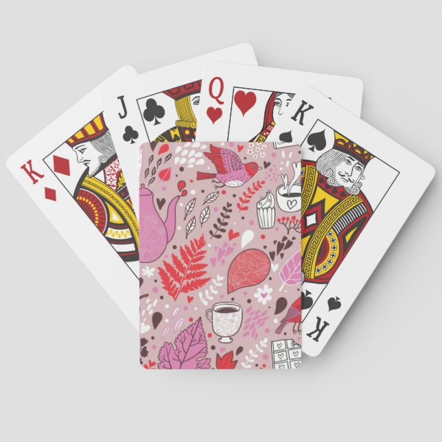 Jeu De Cartes Motif savoureux avec des oiseaux et des fleurs (dos)