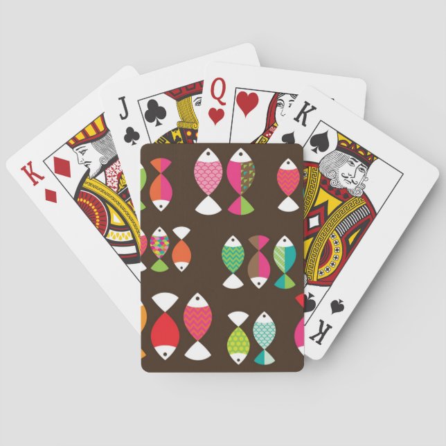 Jeu De Cartes motif sous-marin de poisson rétro Abstrait 2 (dos)