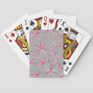 Jeu De Cartes Motif Spoutnik du milieu du siècle, Grey et Fuchsi