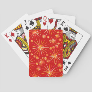 Jeu De Cartes Motif Spoutnik du milieu du siècle, Rouge Profond
