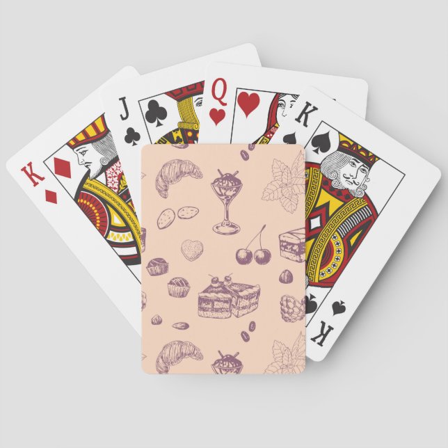 Jeu De Cartes Motif sucré avec des desserts variés. (dos)