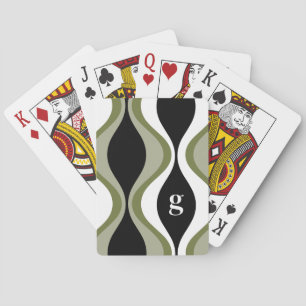 Jeu De Cartes motif super rétro - monogramme - noir olive