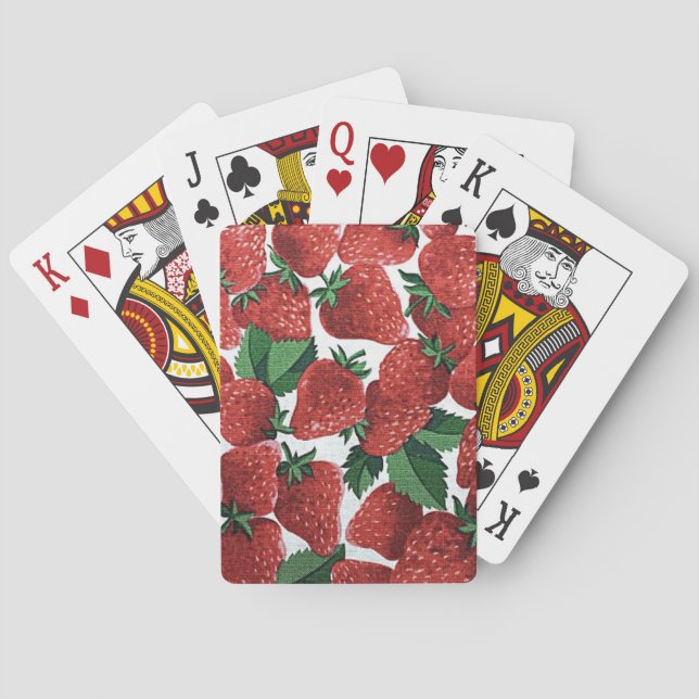 Jeu De Cartes Motif textile fraises et crème (dos)