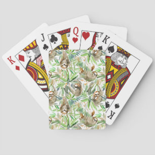 Jeu De Cartes Motif tropical de paresse d'aquarelle