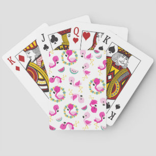 Jeu De Cartes Motif tropical, Flamants roses, pastèques, Fleurs