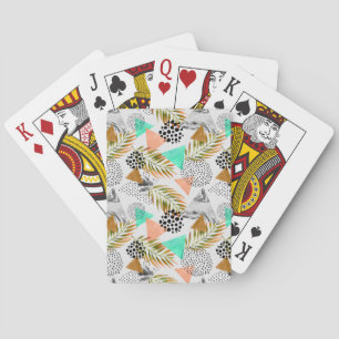 Jeu De Cartes Motif tropical géométrique abstrait de feuille