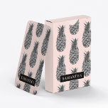 Jeu De Cartes Motif Tropical Grey & Rose Ananas Avec Nom<br><div class="desc">Motif Tropical Grey & Rose Ananas Avec Nom</div>