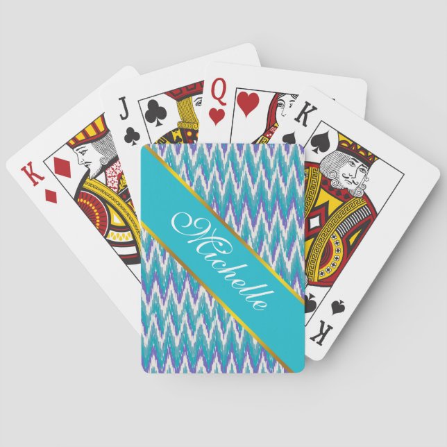 Jeu De Cartes motif turquoise et Amethyst iKat ZigZag (dos)