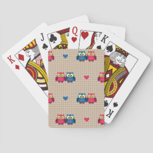 Jeu De Cartes Motif vérifié avec des hiboux d'amour
