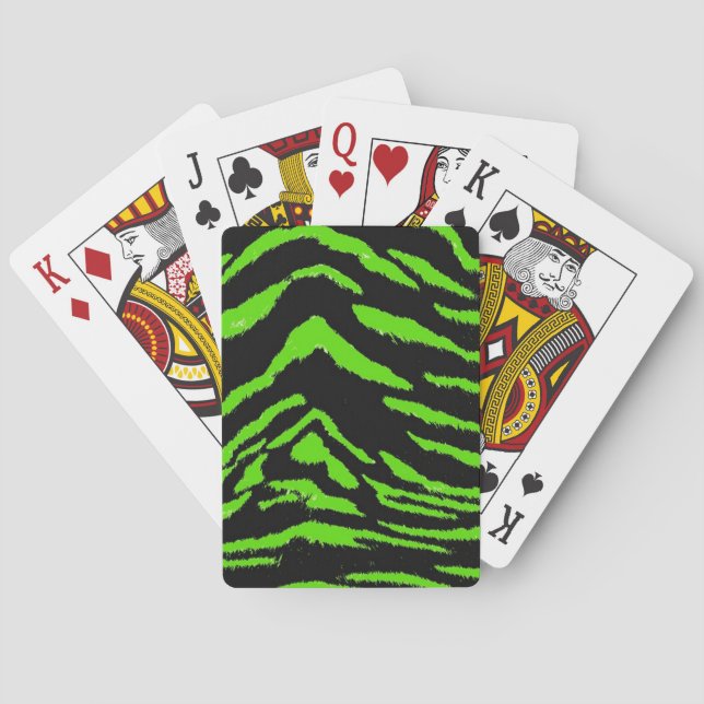 Jeu De Cartes Motif vert et noir de fourrure de tigre (dos)
