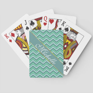 Jeu De Cartes Motif vert facetté de Chevron