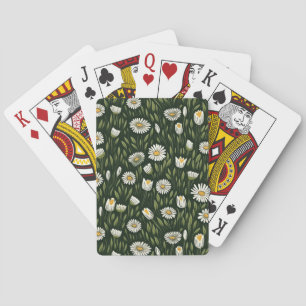 Jeu De Cartes Motif vibrant de marguerite avec des accents verts