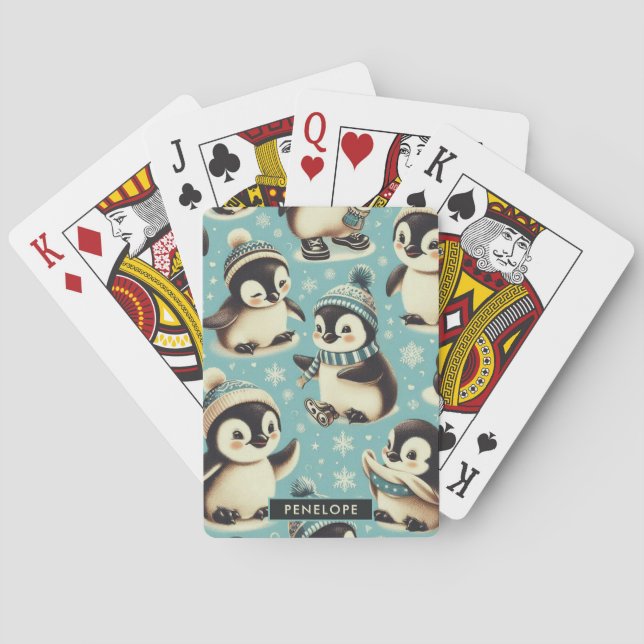 Jeu De Cartes Motif vintage Cute Penguin (dos)