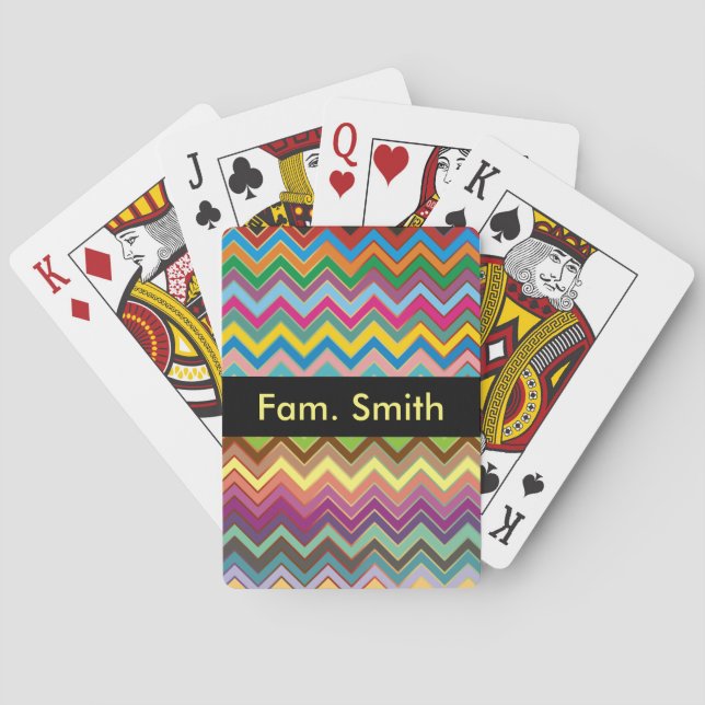 Jeu De Cartes Motif ZIGZAG - couleur + votre texte (dos)