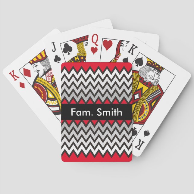 Jeu De Cartes Motif ZIGZAG - noir blanc gris + votre idée (dos)