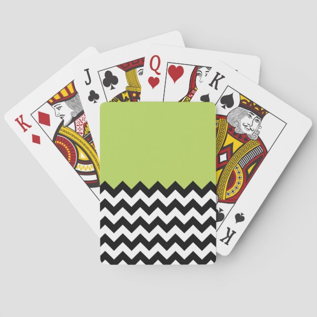 Jeu De Cartes Motif Zigzag noir et blanc, Chevron, Vert (dos)