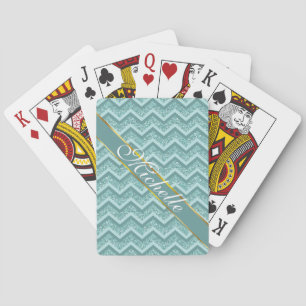 Jeu De Cartes Motif ZigZag Parties scintillant Turquoise