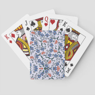 Jeu De Cartes Motifs floraux bleus vibrants avec des vignes vert