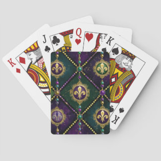 JEU DE CARTES MOTIFS MARDI GRAS OR VERT VIOLET