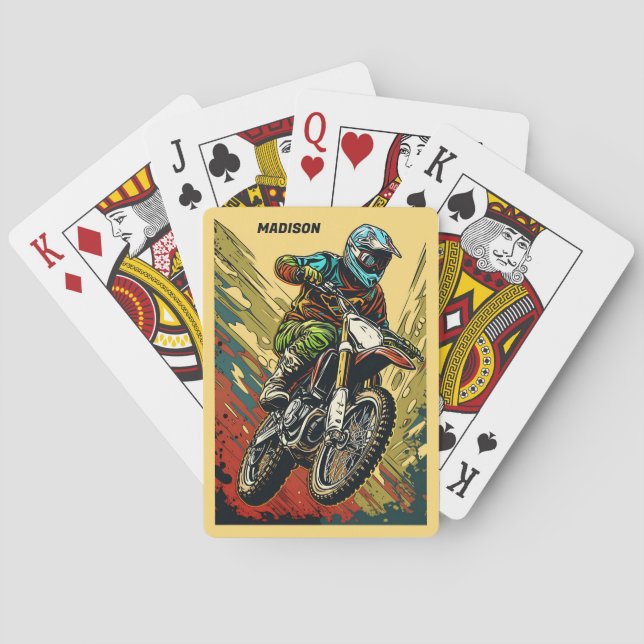 Jeu De Cartes Motocross de nom personnalisé (dos)