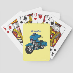 Jeu De Cartes Motocyclette dessin animé bleu heureux mignon