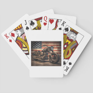Jeu De Cartes Motocyclette USA Drapeau Rétro Biker