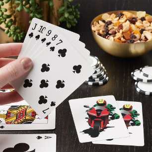 Jeu De Cartes Motocycliste chevauchant un sportbike rouge