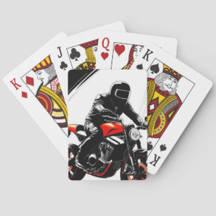 Jeu De Cartes Motocycliste roulant sur une moto de rue élégante