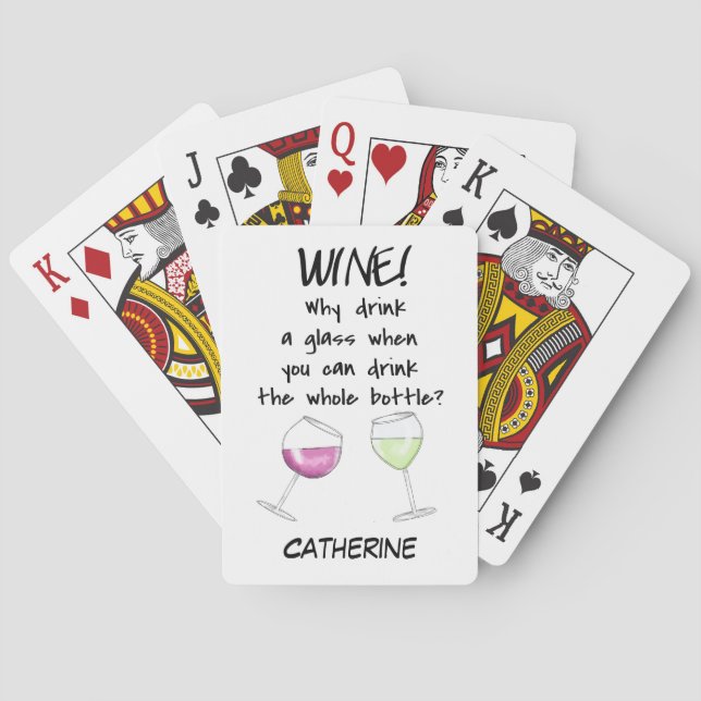 Jeu De Cartes Mots drôles de vin indiquant le nom personnalisé (dos)