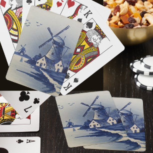 Jeu De Cartes Moulin à vent bleu blanc de Delft vintage