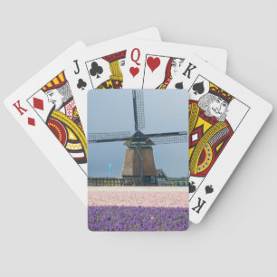 Jeu De Cartes Moulin à vent traditionnel avec les fleurs roses