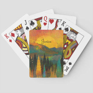 Jeu De Cartes Mountain Sunshine Personnalisez le nom Blue Green