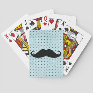 Jeu De Cartes Moustache Noire Drôle Sur Pois Bleus Turquoises