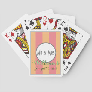 Jeu De Cartes MR & MRS, DATE DE MARIAGE, rayures MELON & MANGO,