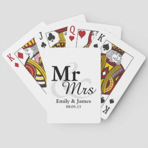 Jeu De Cartes Mr&Mrs Simple Elegant Typographie Mariage Faveur