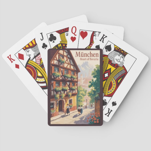 Jeu De Cartes Munich Germany Bavaria Illustration Travel Art (dos)