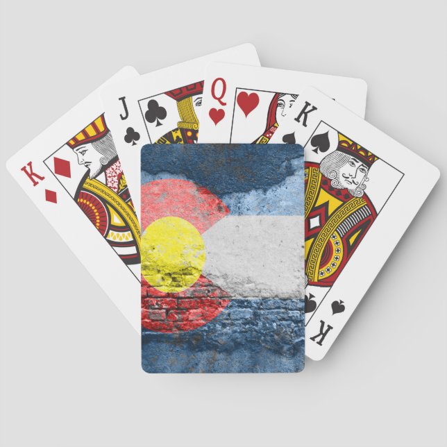 Jeu De Cartes mur en brique du drapeau colorado (dos)