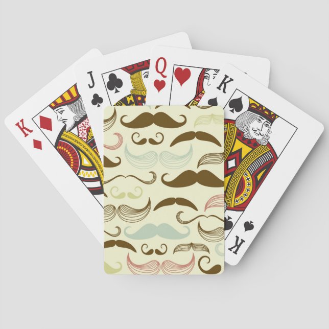 Jeu De Cartes Mustache motif, style rétro 4 (dos)