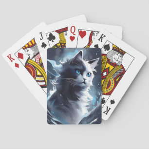 Jeu De Cartes Mystique Kitten noir et blanc Chat d'aquarelle