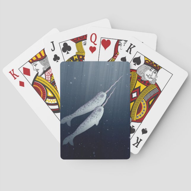 Jeu De Cartes Narwhals mignon nageant ensemble sous l'eau (dos)