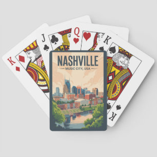 Jeu De Cartes Nashville Tennessee Skyline Travel Art Vintage
